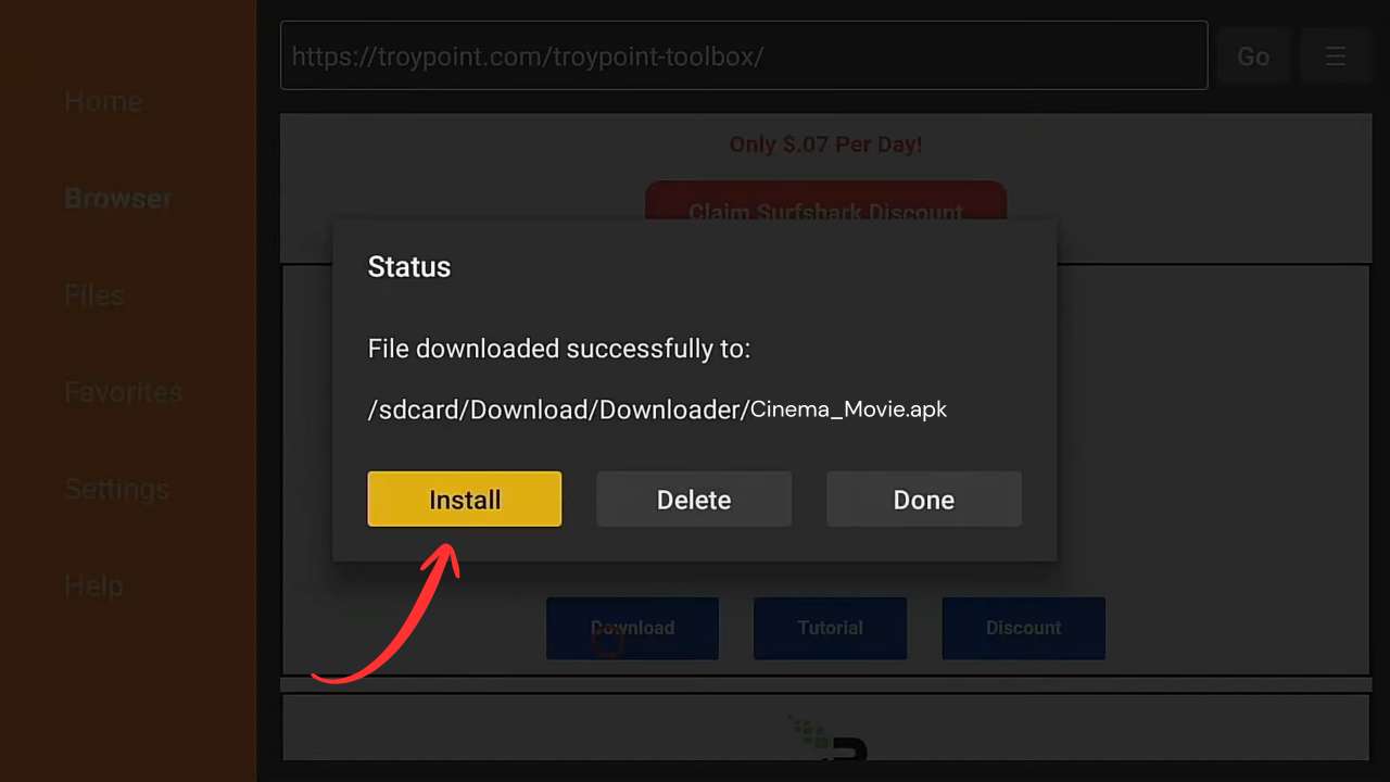 Instale o arquivo APK